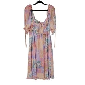 For Love And Lemons Odessa Midi Dress Sz Small 4-6 Womens